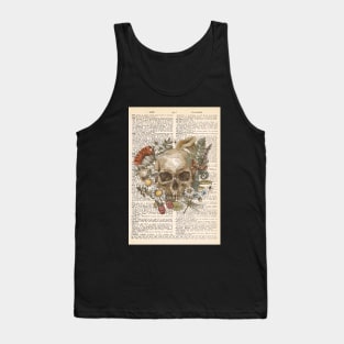 Human skull with flowers - floral skull Tank Top